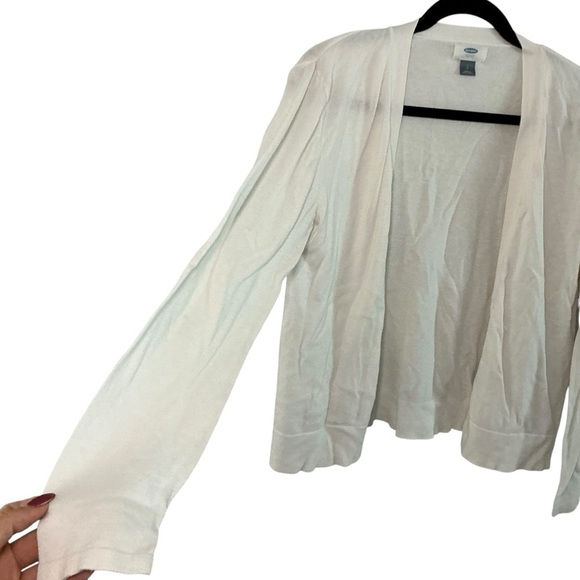 Old Navy Open Front Lightweight Cardigan Sweater Beige Neutral Long Sleeve Sz L - Picture 2 of 4